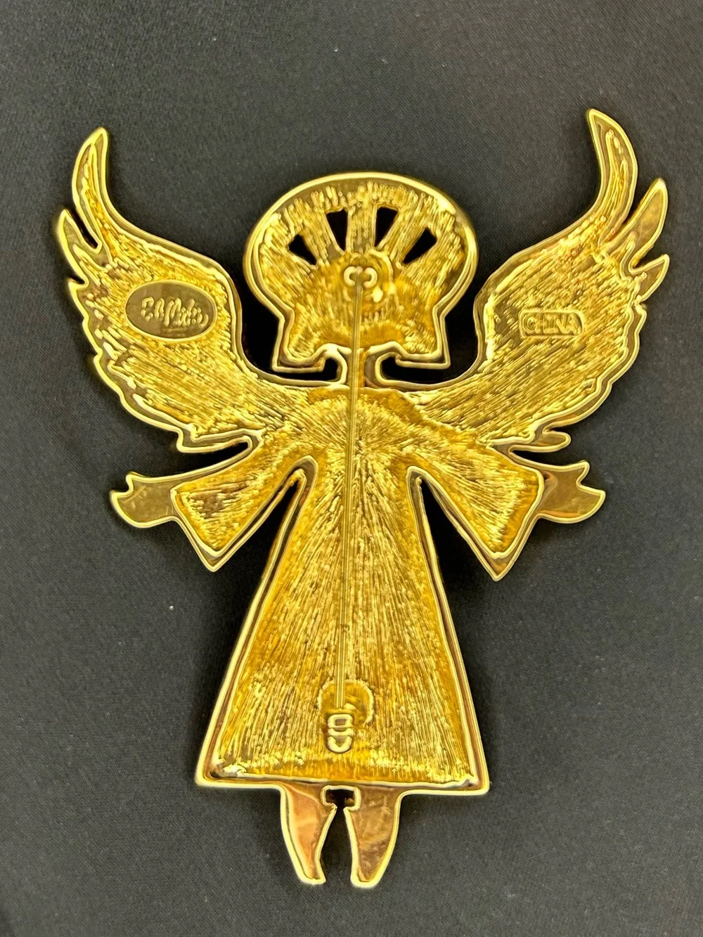 Bob Mackie Guardian Angel Mosaic Enamel Gold Tone Brooch